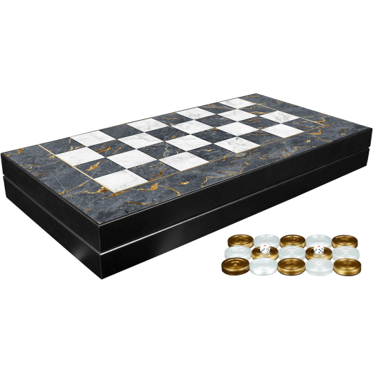 Шах и табла комплект с пулове Gold Marble