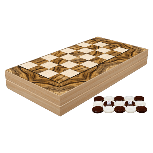 Шах и табла комплект с пулове Olive Burl